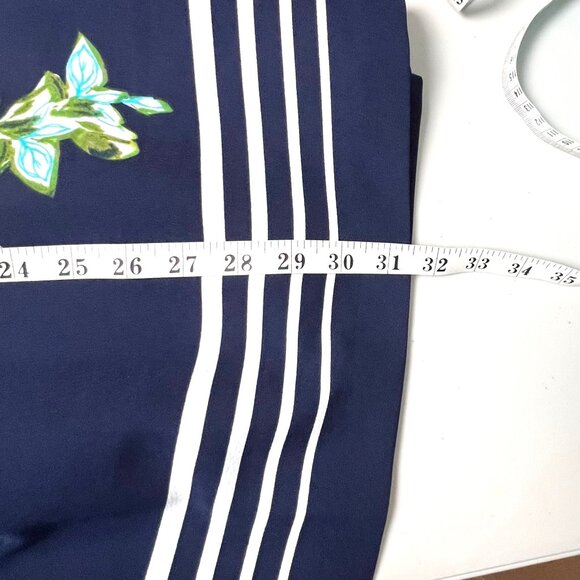 Dress 16W Dress Barn Navy Sleeveless Floral Striped Pockets Back Keyhole EUC - Picture 12 of 12